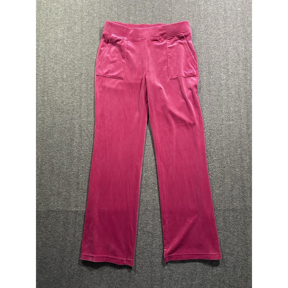 Juicy Couture Velour Track Pants Barbie Pink Rhinestone Flare Size M